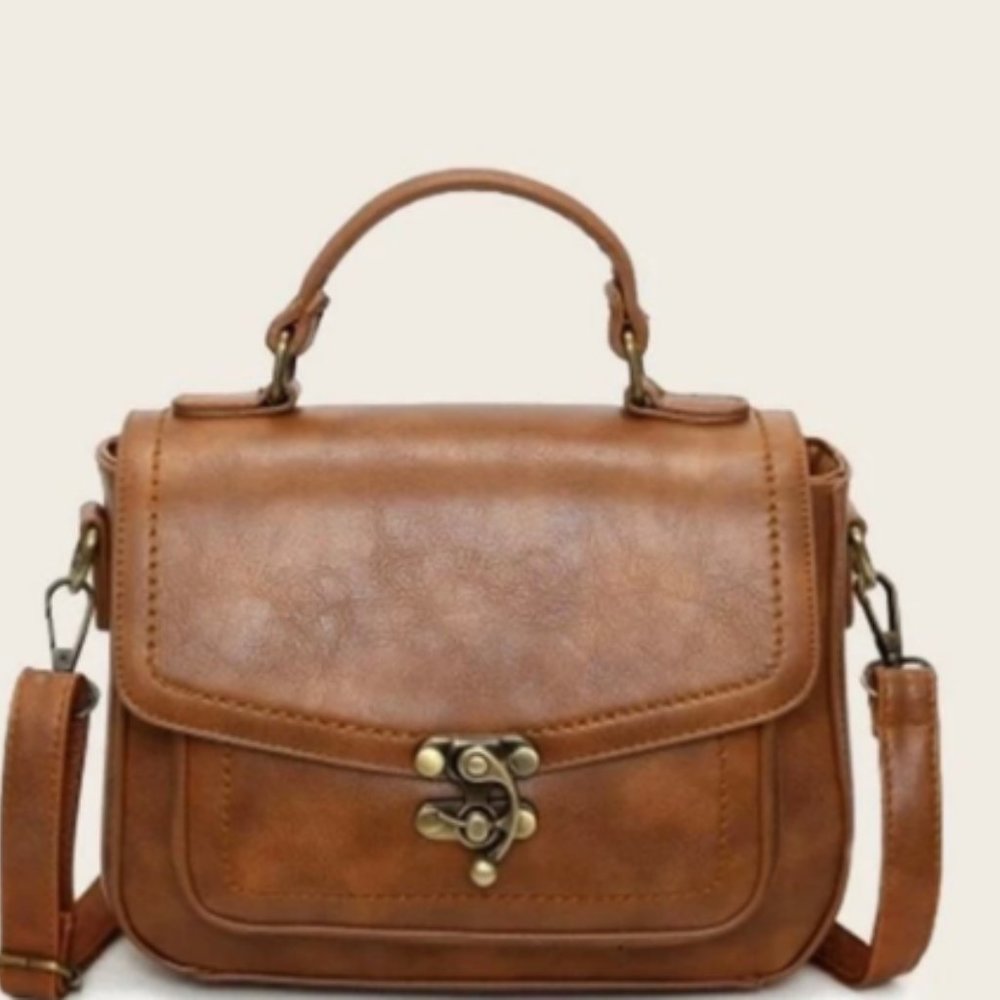 Metal Lock Detail Satchel Bag (S)